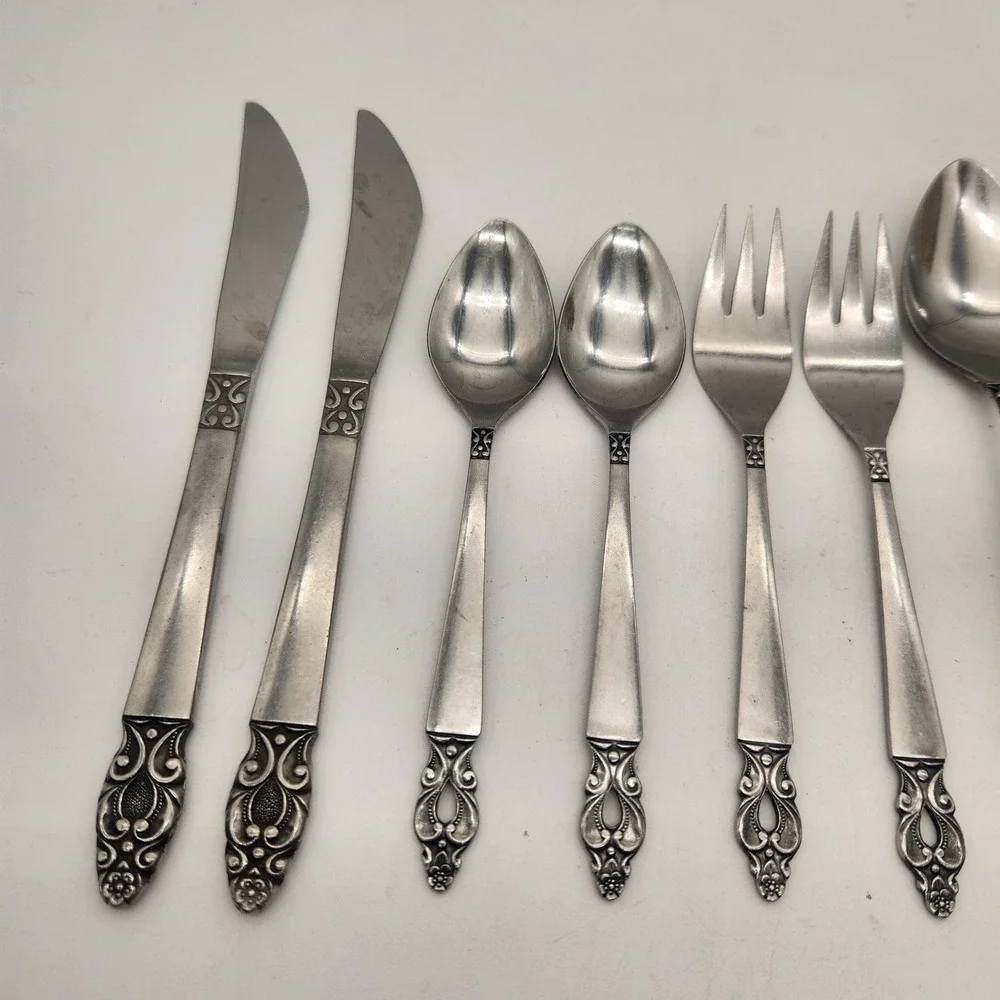 National Stainless Olof Flatware 2 - 5 Piece Place Settings Japan Vintage Disc